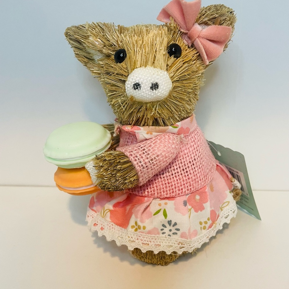 Summer Kitchen Decor, Straw Pig with Pink Bow and Dress, Baking decor - Picture 4 of 4